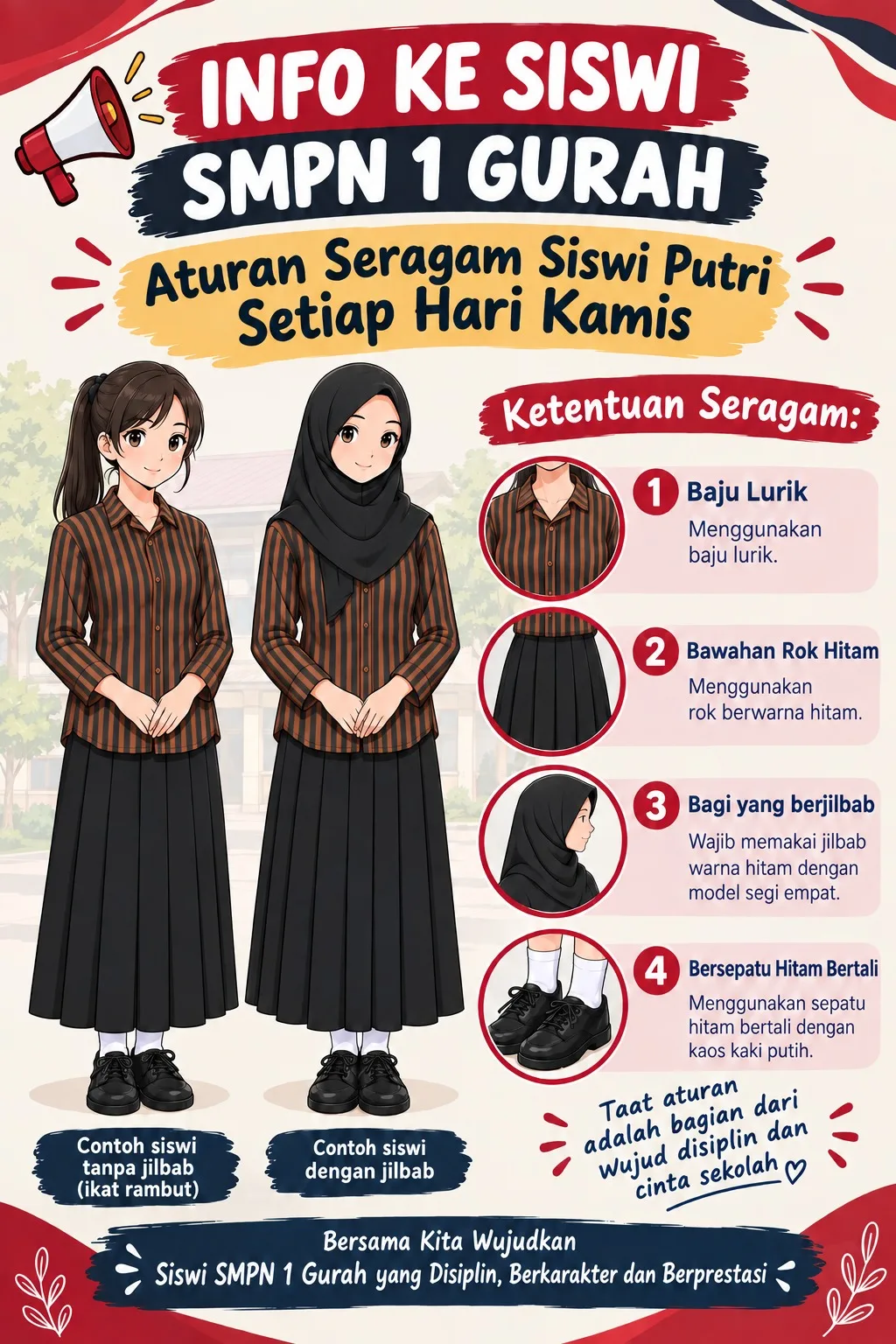 Ketentuan Baju Lurik Siswi Putri SMPN 1 Gurah